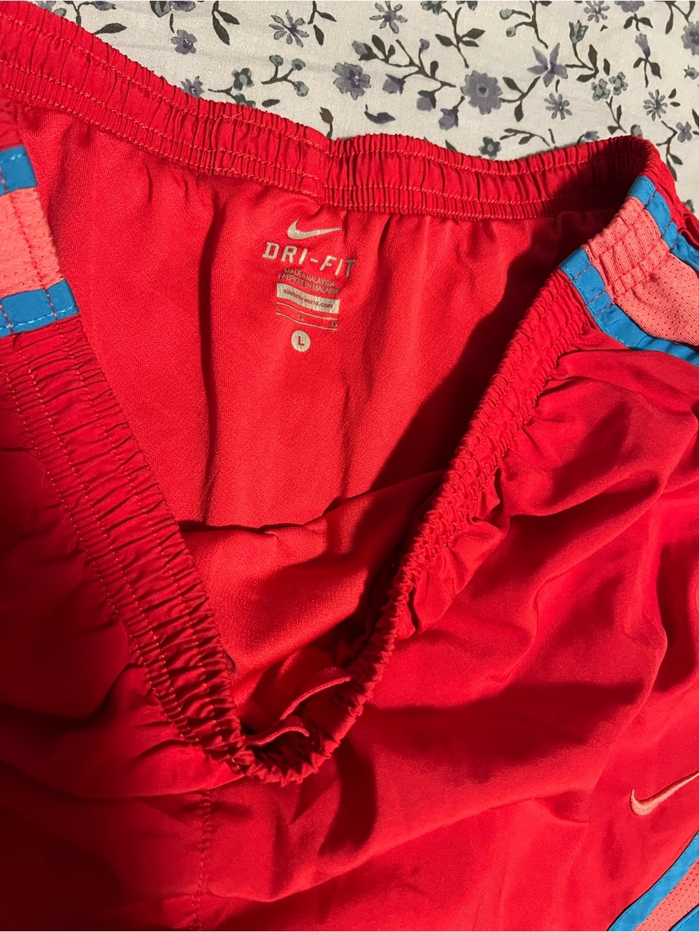Nike Dri-Fit Athletic Running Shorts with Blue Trim - Picture 2 of 3